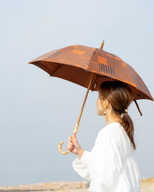 HiraTen 播州織日傘「パッチワークシリーズ／陽だまりのブラウン」