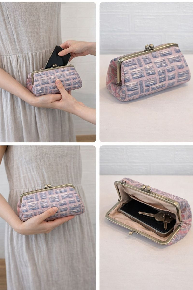 播州織 がま口ポーチ（ショルダー対応）限定品