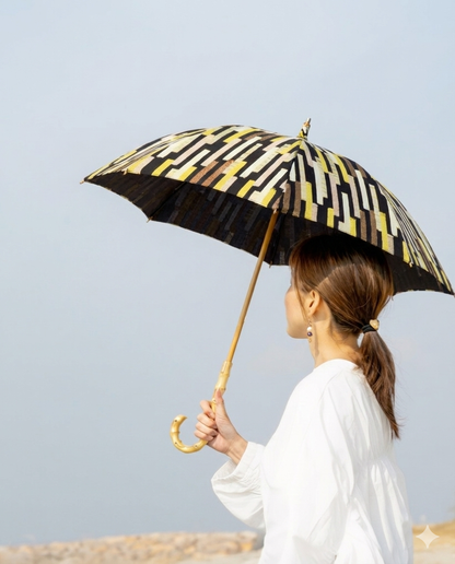 HiraTen 播州織日傘 「リズムシリーズ／イエロー×ブラック」