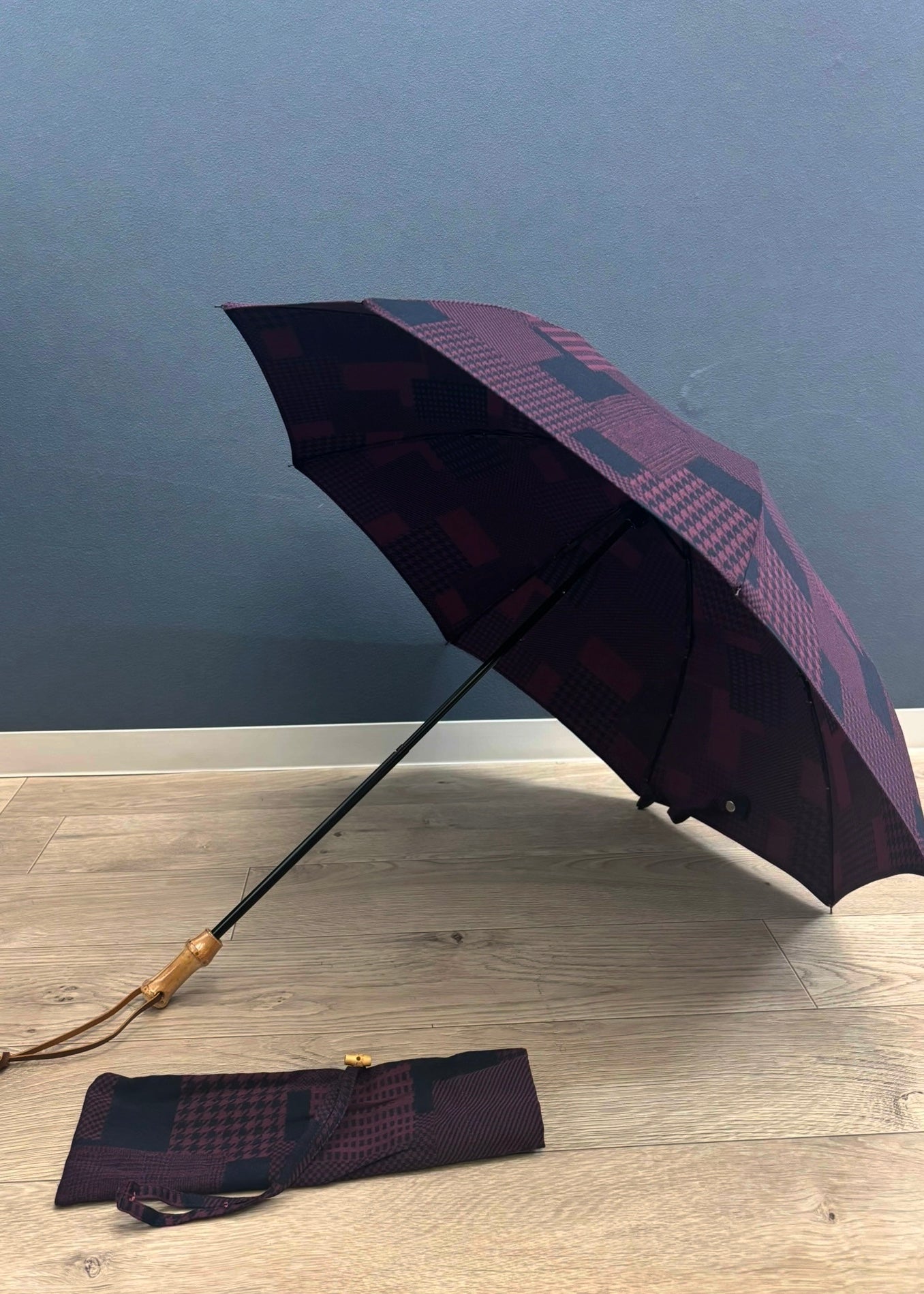 HiraTen 播州織日傘「パッチワークシリーズ／エンジ色」