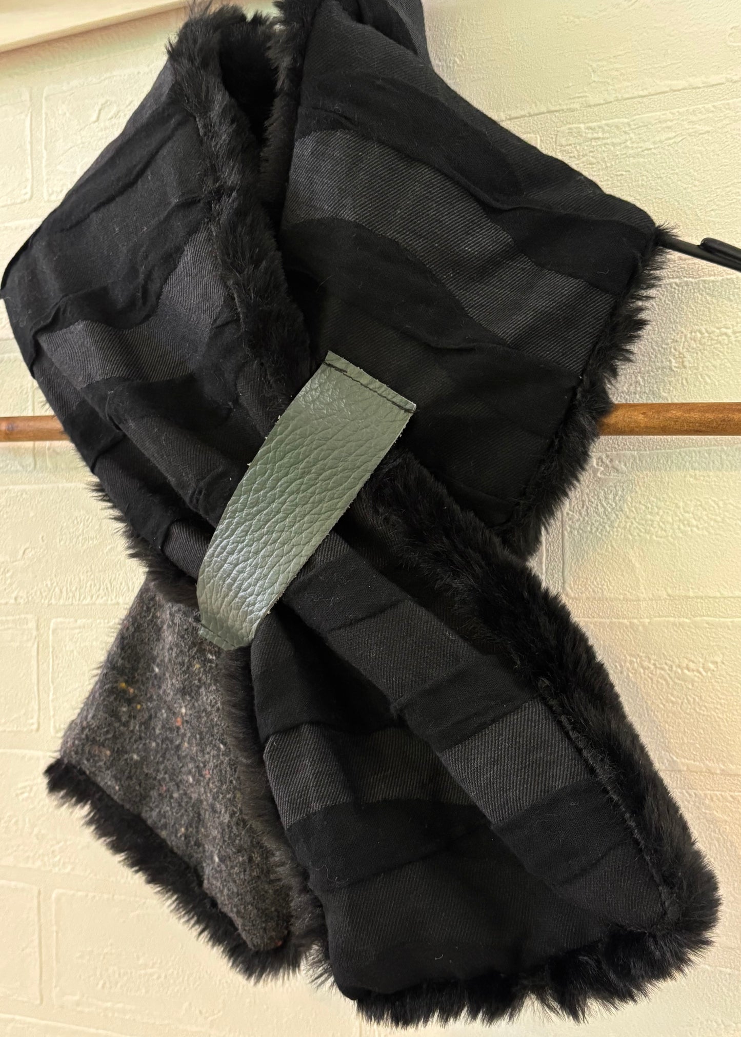 播州織✖️フェイクラビット⭐️1点ものマフラー⭐️クリスマスプレゼント⭐️通すだけで上品。冬の首元に大人の余裕を