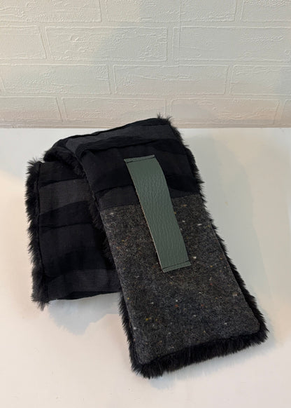 播州織✖️フェイクラビット⭐️1点ものマフラー⭐️クリスマスプレゼント⭐️通すだけで上品。冬の首元に大人の余裕を