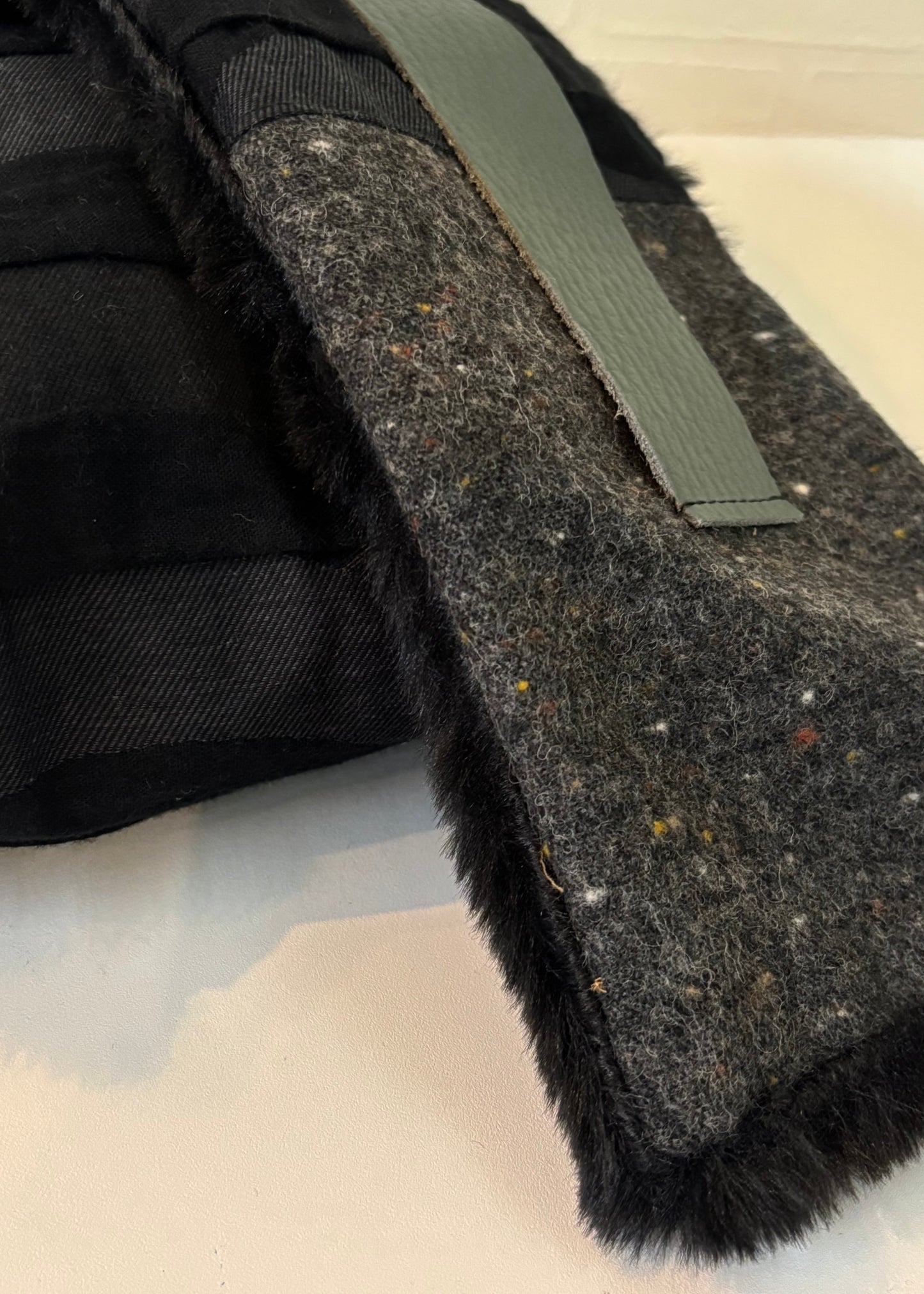 播州織✖️フェイクラビット⭐️1点ものマフラー⭐️クリスマスプレゼント⭐️通すだけで上品。冬の首元に大人の余裕を