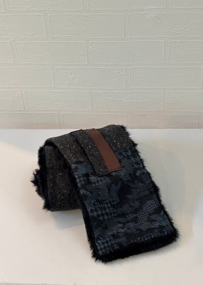 播州織✖️フェイクラビット⭐️1点ものマフラー⭐️クリスマスプレゼント⭐️通すだけで上品。冬の首元に大人の余裕を