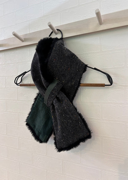 播州織✖️フェイクラビット⭐️1点ものマフラー⭐️クリスマスプレゼント⭐️通すだけで上品。冬の首元に大人の余裕を