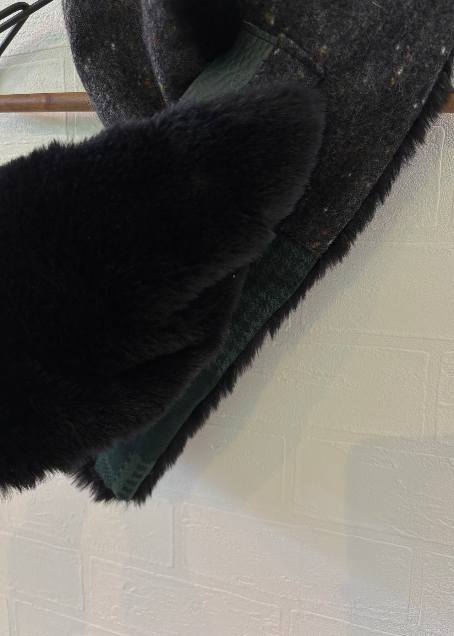 播州織✖️フェイクラビット⭐️1点ものマフラー⭐️クリスマスプレゼント⭐️通すだけで上品。冬の首元に大人の余裕を