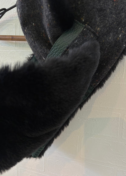 播州織✖️フェイクラビット⭐️1点ものマフラー⭐️クリスマスプレゼント⭐️通すだけで上品。冬の首元に大人の余裕を