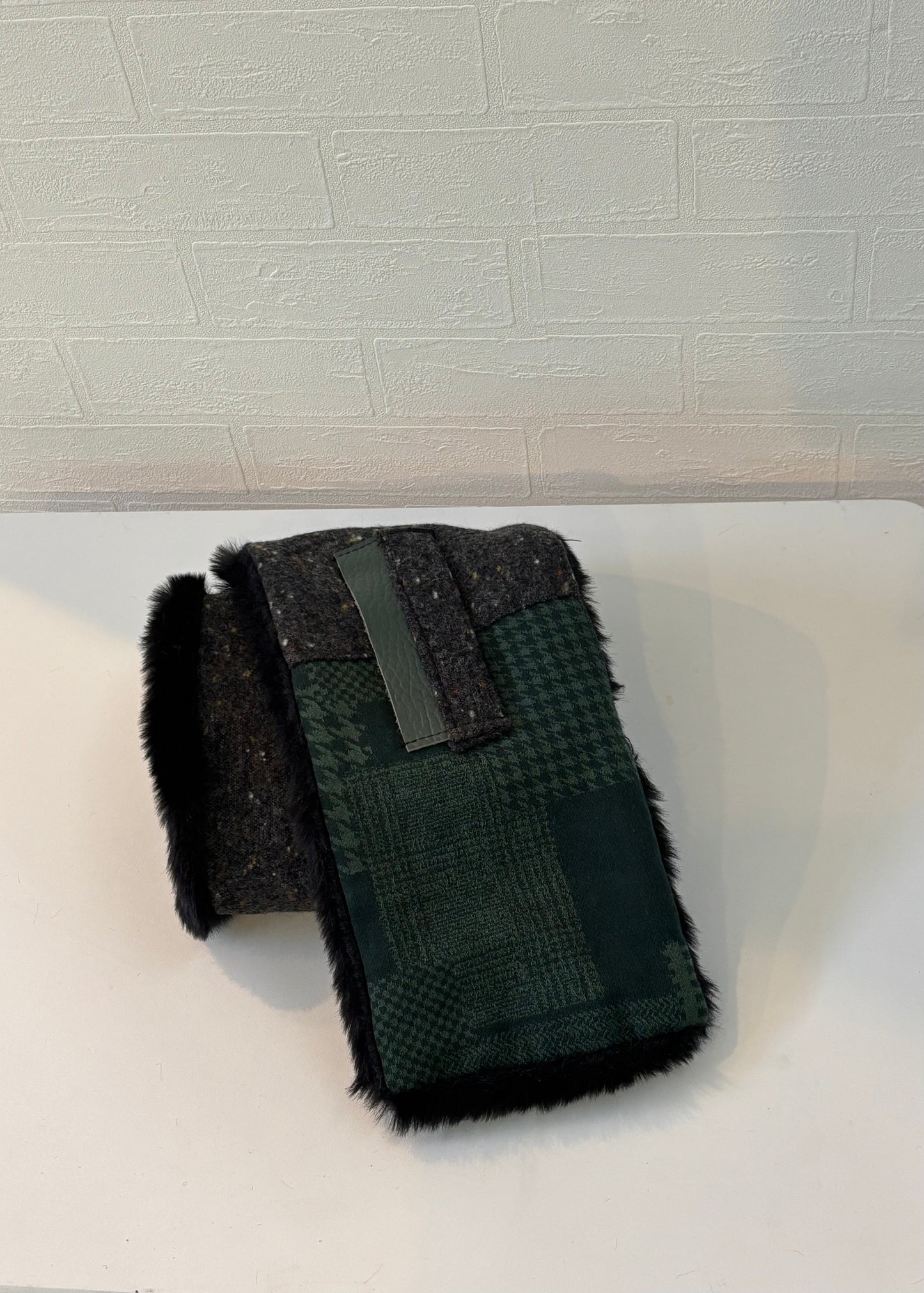 播州織✖️フェイクラビット⭐️1点ものマフラー⭐️クリスマスプレゼント⭐️通すだけで上品。冬の首元に大人の余裕を