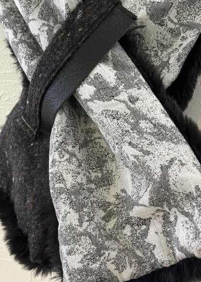 播州織✖️フェイクラビット⭐️1点ものマフラー⭐️クリスマスプレゼント⭐️通すだけで上品。冬の首元に大人の余裕を