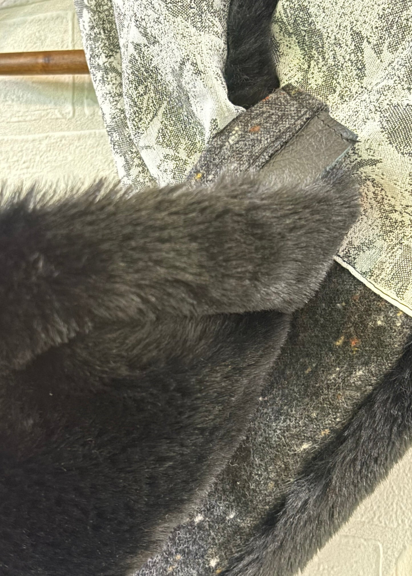 播州織✖️フェイクラビット⭐️1点ものマフラー⭐️クリスマスプレゼント⭐️通すだけで上品。冬の首元に大人の余裕を