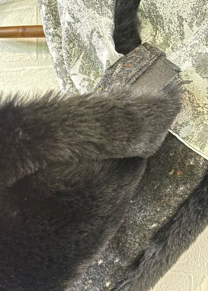 播州織✖️フェイクラビット⭐️1点ものマフラー⭐️クリスマスプレゼント⭐️通すだけで上品。冬の首元に大人の余裕を