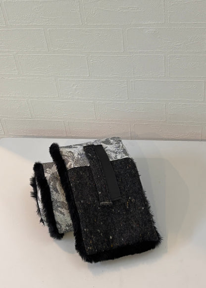 播州織✖️フェイクラビット⭐️1点ものマフラー⭐️クリスマスプレゼント⭐️通すだけで上品。冬の首元に大人の余裕を