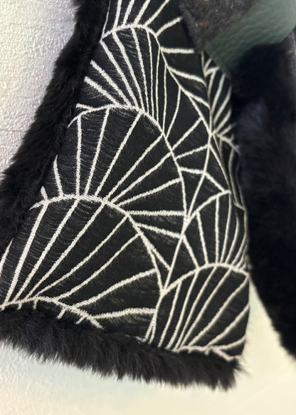 播州織✖️フェイクラビット⭐️1点ものマフラー⭐️クリスマスプレゼント⭐️通すだけで上品。冬の首元に大人の余裕を