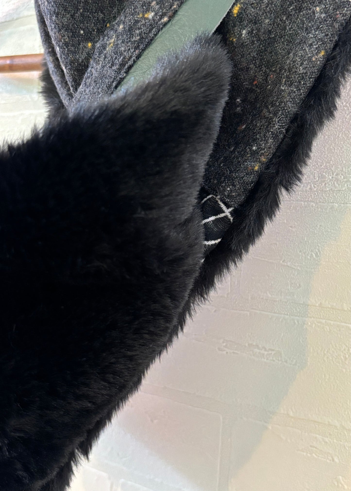 播州織✖️フェイクラビット⭐️1点ものマフラー⭐️クリスマスプレゼント⭐️通すだけで上品。冬の首元に大人の余裕を