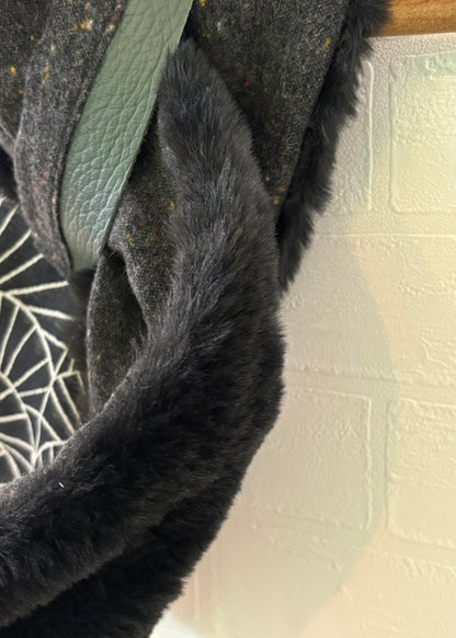 播州織✖️フェイクラビット⭐️1点ものマフラー⭐️クリスマスプレゼント⭐️通すだけで上品。冬の首元に大人の余裕を