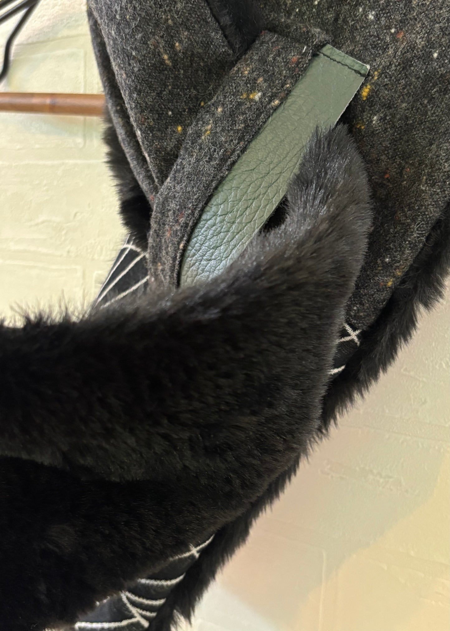 播州織✖️フェイクラビット⭐️1点ものマフラー⭐️クリスマスプレゼント⭐️通すだけで上品。冬の首元に大人の余裕を