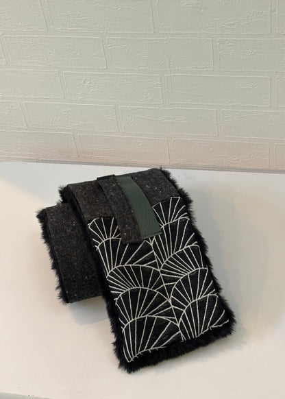 播州織✖️フェイクラビット⭐️1点ものマフラー⭐️クリスマスプレゼント⭐️通すだけで上品。冬の首元に大人の余裕を