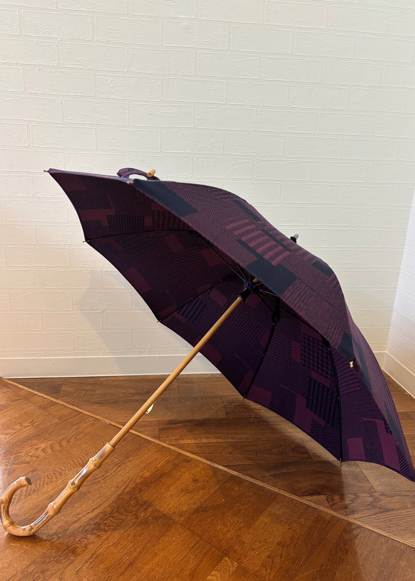 HiraTen 播州織日傘「パッチワークシリーズ／エンジ色」