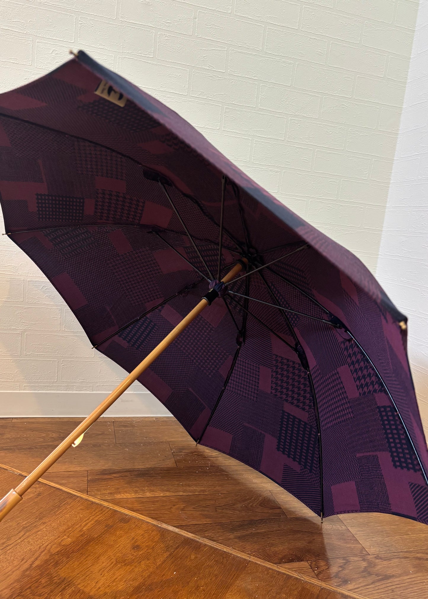 HiraTen 播州織日傘「パッチワークシリーズ／エンジ色」