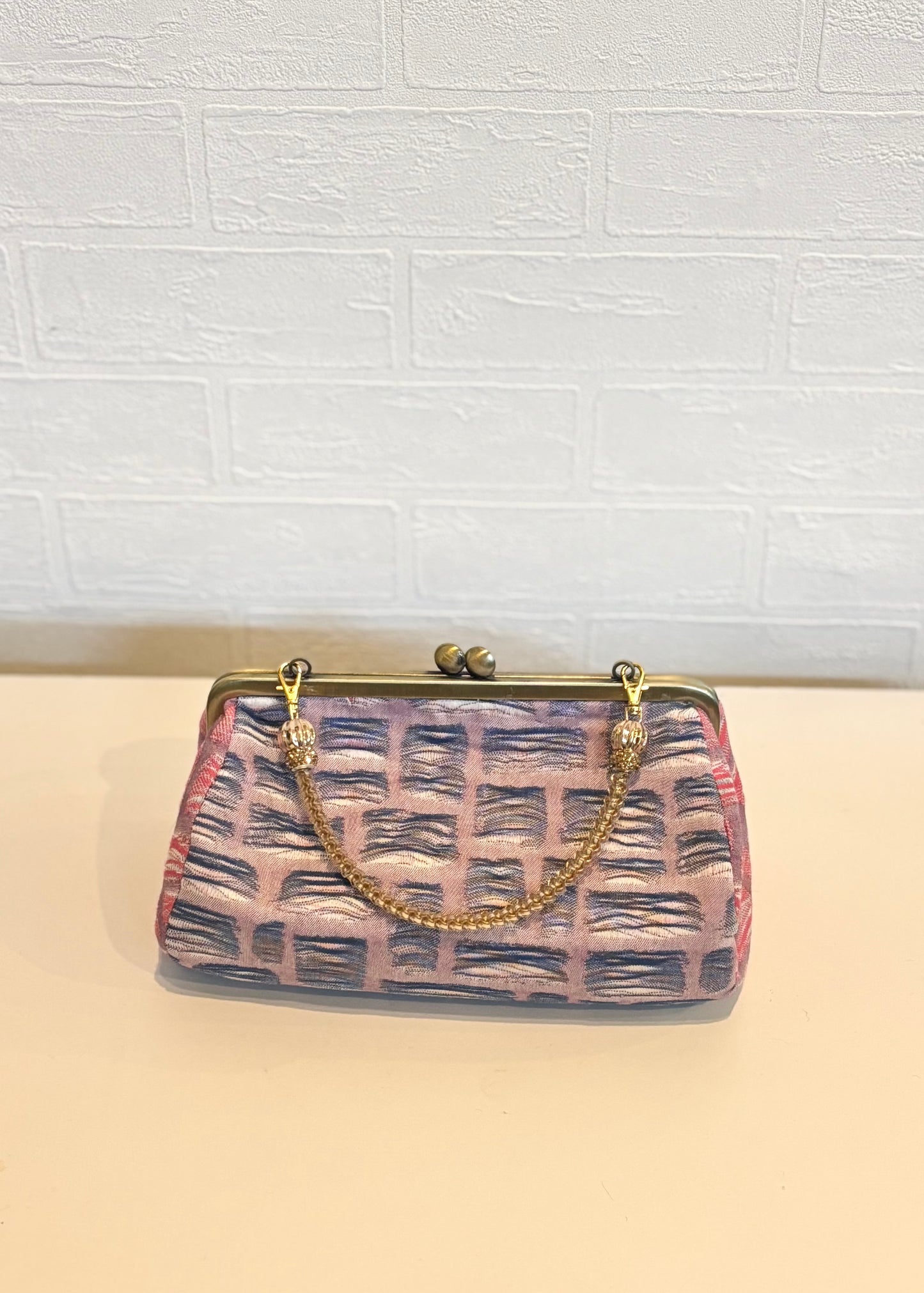 播州織 がま口ポーチ（ショルダー対応）限定品