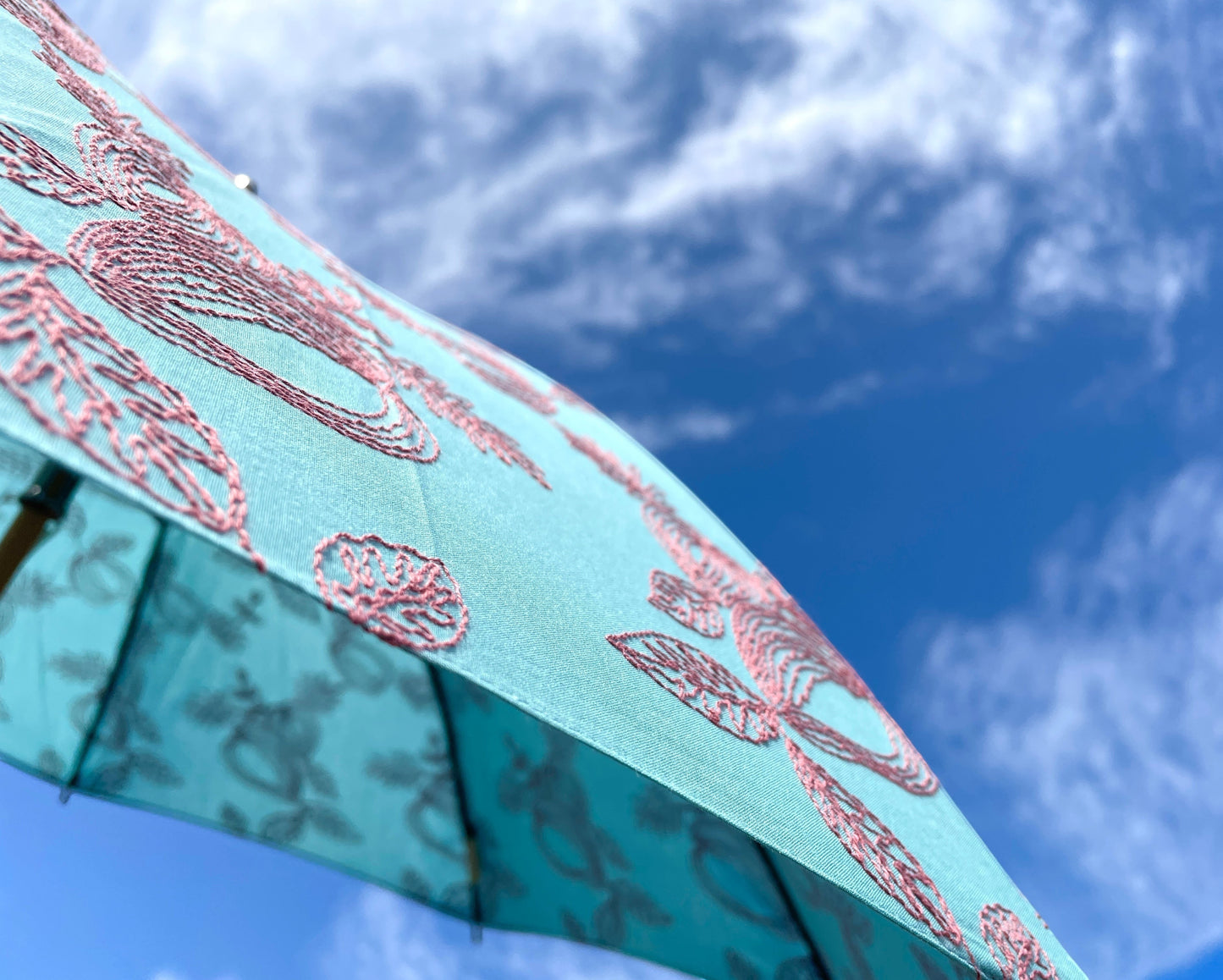 HiraTen 国産刺繍日傘「海とサンゴ」　※在庫限り